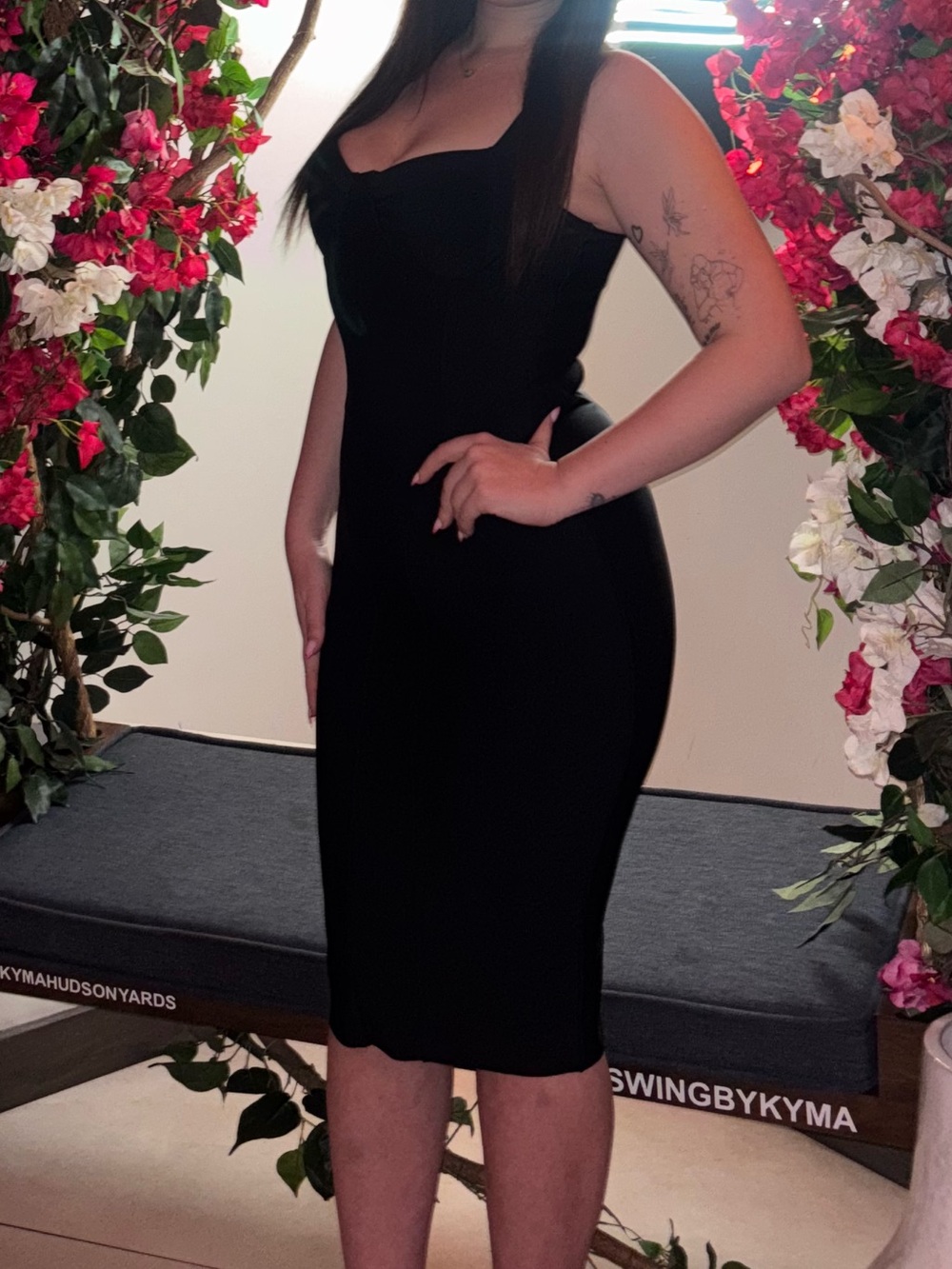 Fashion Nova Black Midi Bodycon Dress